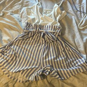 Striped Blue and White Jumpsuit